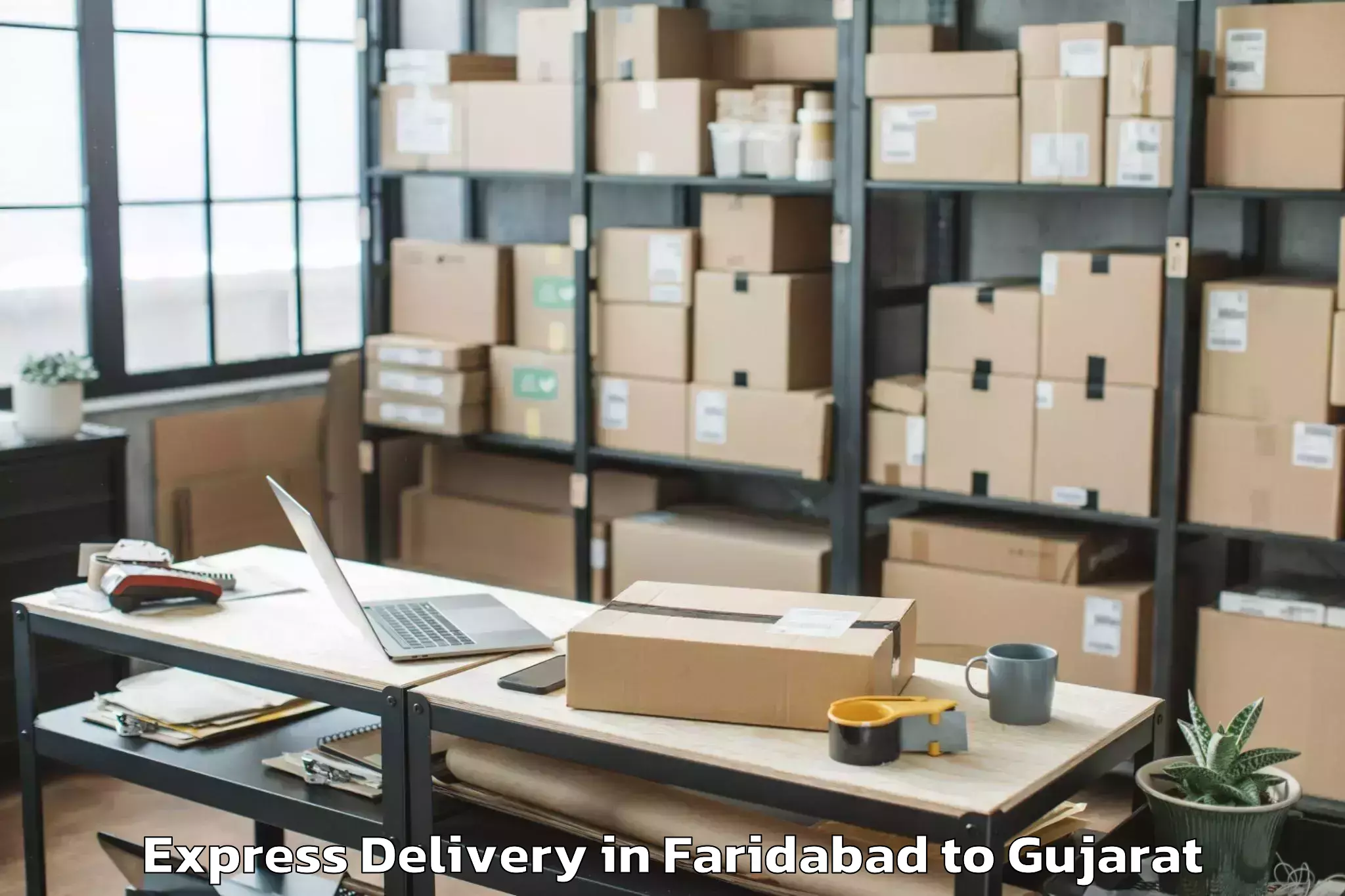 Top Faridabad to Khambhaliya Express Delivery Available